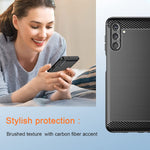 Dretal Galaxy A13 5G Case Samsung A13 5G Case With Tempered Glass Screen Protector Shock Absorption Brushed Flexible Soft Carbon Fiber Protective Cover For Samsung Galaxy A13 5G Ls Black
