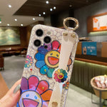 Lastma For Iphone 12 Pro Max Case Cute With Wrist Strap Kickstand Glitter Bling Cartoon Imd Soft Tpu Shockproof Protective Cases Cover For Girls And Women Sunflower