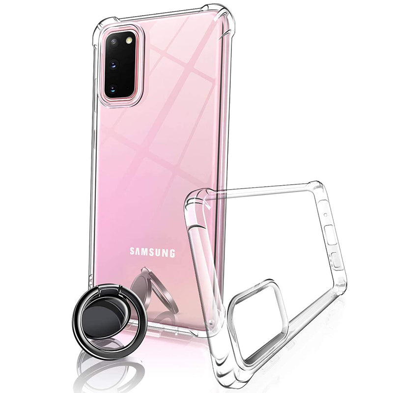 Galaxy S20 Plus Case Thin Crystal Clear S20 Plus Case Ceramic Wireless Charging Compatible Phone Ring Holder Cell Phone Grip For Samsung S20 Plus 5G 6 7 Protective
