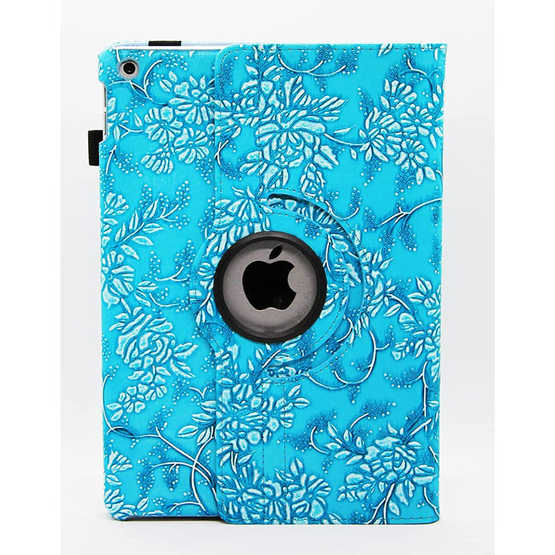 New Ipad 8Th Ipad 7Th Generation Case 2019 2020 Grape Flower Design Series 360 Rotating Pu Leather Case Smart Cover For Ipad 10 2 Inch Blue