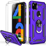 Lumarke Google Pixel 4A Case With Glass Screen Protector2 Pack Pass 16Ft Drop Test Military Grade Heavy Duty Cover With Magnetic Kickstand Protective Phone Case For Google Pixel 4A Purple