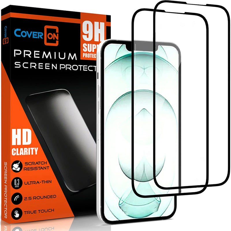 Coveron 2 Pack Tempered Glass Designed For Apple Iphone 13 Pro Max Screen Protector Anti Scratch Edge To Edge Black Rim Coverage