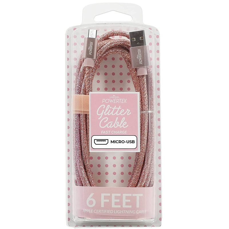 Liquipel Powertek Micro Usb Charger Cable For Cell Phones Electronic Devices 6Ft Rose Gold