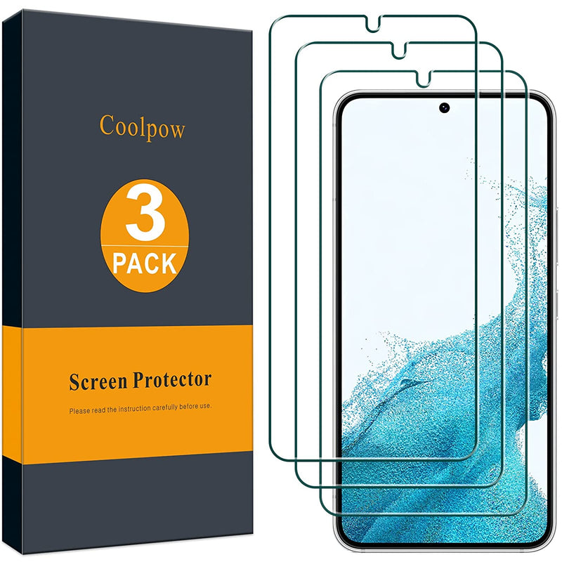 3 Pack Coolpow For Samsung Galaxy S22 Plus Tempered Glass Screen Protector Anti Scratch Tempered Glass Screen Protector For Galaxy S22