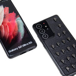 Chanroy Compatible With Galaxy S21 Ultra 5G Case6 8 Inch Punk Leather Rock Style Cool Case Cover For Men And Womenskull Studded
