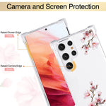 Clear Floral Case For Samsung Galaxy S22 Ultra Soft Flexible Tpu Shockproof Protective Cover Case For Women Girls Floral Pattern Galaxy S22 Ultra Case 6 81 Inch Peach Blossom