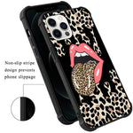 Kanghar Case Compatible With Iphone 12 Pro Max Pink Lip Design Tire Texture Non Slip Shockproof Rugged Tpu Protective Case For Iphone 12 Pro Max 6 7 Inch 2021 Leopard Pattern And Pink Lip