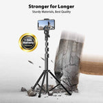 Phone Tripod 51 Extendable Selfie Stick Tripod Portable Tripod Stand With Wireless Remote Compatible With Iphone 11 12 X Xr Android And Dslr Perfect For Video Recording Vlogging Live Streaming