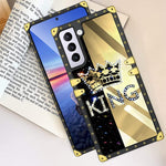 Fiyart Designed For Galaxy S22 Case King Diamond Crown Luxury Square Soft Tpu And Hard Pc Back Stylish Retro Cover For Women Girls Men Phone Bumper Cover For Samsung S22