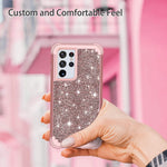 Lontect For Galaxy S21 Ultra 5G Case Glitter Sparkle Bling Heavy Duty Hybrid Sturdy High Impact Shockproof Protective Cover Case For Samsung Galaxy S21 Ultra 5G 6 8 2021 Shiny Rose Gold