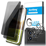 4 Pack Geekboy For 2 Pack Iphone 12 Pro Privacy Tempered Glass Screen Protector 2 Pack Camera Lens Protector Film No Bubble Fingerprint Proof For Iphone 12 Pro Only 6 1 Inch