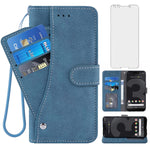 Compatible With Google Pixel 3 Wallet Case And Tempered Glass Screen Protector Leather Flip Cover Credit Card Holder Slot Stand Cell Accessories Phone Cases For Pixel3 Iii Pixle 3Case Women Men Blue