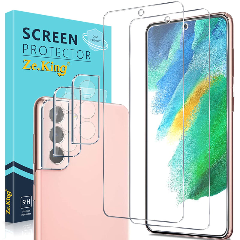 3 3 Pack Zeking Designed For Samsung Galaxy S21 Fe Fan Edition Tempered Glass Screen Protector With Camera Lens Protecto Hd Clear Case Friendly 9H Hardness