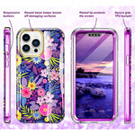 Hocase Compatible With Iphone 13 Pro Case With Screen Protector Shockproof Slim Lightweight Soft Tpu Hard Pc Full Body Protective Case For Iphone 13 Pro 6 1 Display 2021 Colorful Flowers