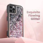 Caka Glitter Case For Iphone 12 Pro Max Case For Women Girls Full Body Bling Liquid Sparkle Fashion Flowing Quicksand Bumper Black Protective Case For Iphone 12 Pro Max 6 7 Inches 2020 Rose Gold
