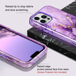 Lamcase Compatible With Iphone 13 Pro Max Case Heavy Duty Shockproof Hybrid Hard Pc Soft Tpu Rubber Three Layer Rugged Drop Protection Cover For Iphone 13 Pro Max 5G 6 7 Inch 2021 Purple Marble