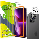 Bazo 2 2 Pack Compatible For Iphone 13 Pro 6 1 Inch Tempered Glass Screen Protector And Camera Lens Protector Anti Fingerprint Filmshatter Proof Case Friendly 9H Hardness Easy Inastallation Frame