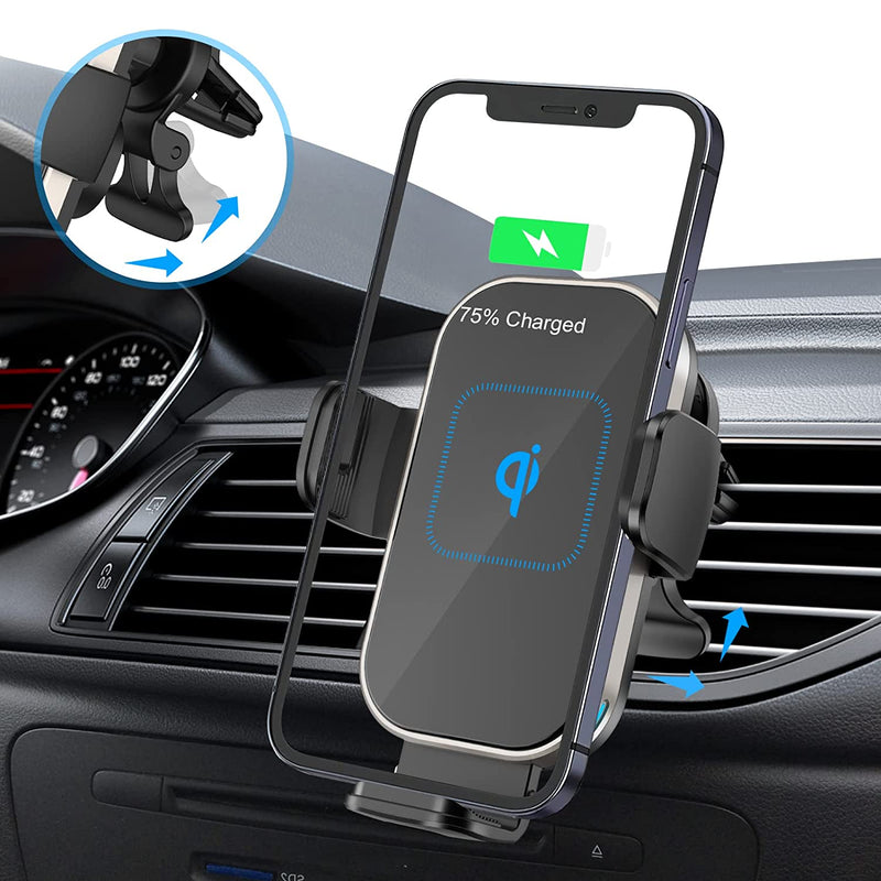 Jofunbeau Wireless Car Charger 15W Qi Fast Charging Auto Clamping Car Mount Air Vent Car Phone Holder For Iphone 13 Pro Max 12 Pro 11 Xs Xr X 8 Samsung S21 S20 S10 S9 S8 Note 10 Etc