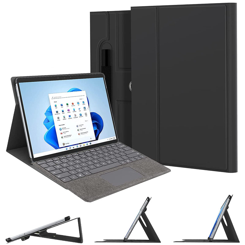 New Case For Microsoft Surface Pro X 13 Inch Screen Pu Leather Multi Angle Rotate Flip Stand Protective Cover For Surface Pro X Black