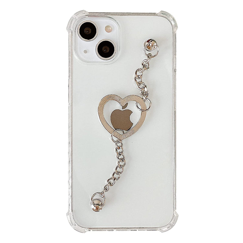 Caseative Love Heart Chain Transparent Soft Iphone Case Clear Iphone 13 Pro Max