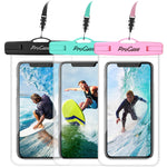 Procase Universal Waterproof Pouch Up To 7 Cellphone Dry Bag Underwater Case For Iphone 13 Pro Max 12 11 Pro Max Xs Max Xr 8 Plus Mini Galaxy S21 Ultra A42 Moto Pixel 3 Pack Teal Pink Black