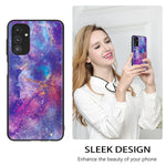 Duedue Designed For Samsung Galaxy A13 5G Case Glow In The Dark Nebula Space Slim Hybrid Hard Pc Cover Anti Slip Shockproof Full Protective Phone Case For Samsung A13 Purple Black