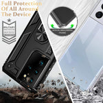 Compatible For Samsung Galaxy S21 Ultra Phone Case4 Pack Clear Silicone Case Magnetic Ring Kickstand Heavy Duty Case Designed For Samsung S21 Ultra 2 Camera Protector Black