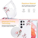 Clear Floral Case For Samsung Galaxy S22 Ultra Soft Flexible Tpu Shockproof Protective Cover Case For Women Girls Floral Pattern Galaxy S22 Ultra Case 6 81 Inch Peach Blossom