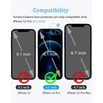 3 Pack Tempered Glass Film For Iphone 12 Pro Screen Protector With 1 Packs Tempered Glass Camera Lens Protector 9H Hardness 2 5D Edge Hd Bubble Free Scratch Resistant 6 1Inch