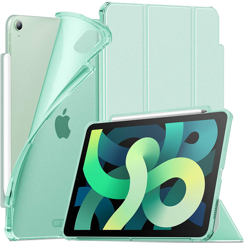 New Ipad Air 4 2020 Case With Pencil Holder Tri Fold Case With Frosted Translucent Back Fit Ipad Air 4 10 9 Inch 2020 Release Support Auto Wake Sleep M