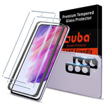 2 2 Pack Ouba Compatible With Samsung Galaxy S21 Fe Screen Protector Tempered Glass And Camera Lens Protector Case Friendly Scratch Proof Bubble Free With Easy Alignment Tool