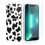 Kanghar Iphone 13 Pro Max Case Wallet 6 1 Inch Cute Cow Print Black Pattern Shockproof Soft Tpu Imd 1 Screen Protector Full Body Protection Girls Women For Card Holder Iphone 13 Pro Max Case 2021