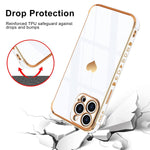 Rosehui For Iphone 13 Pro Max Case Cute Love Heart Design For Women Girls Luxury Bling Plating Shockproof Bumper Soft Silicone Full Camera Lens Protection Phone Case For Apple Iphone 13 Pro Max White