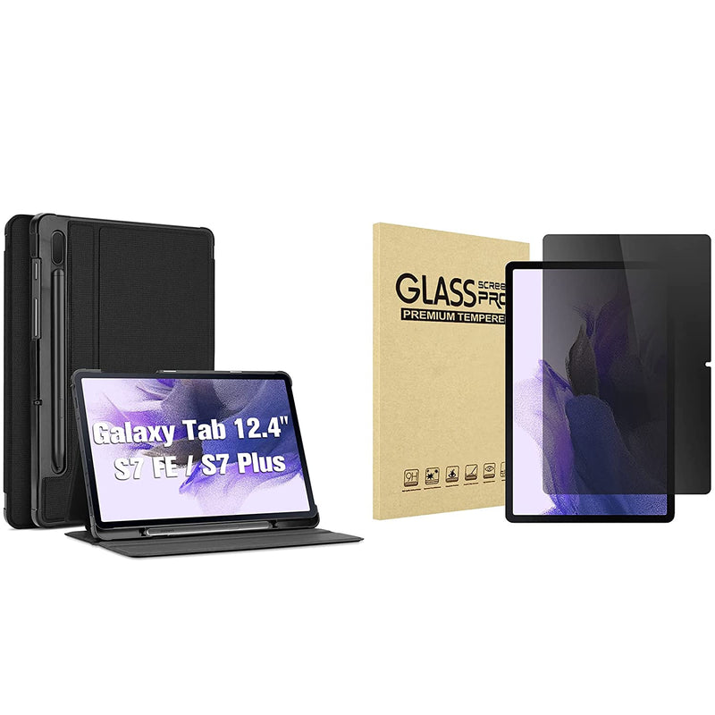 New Procase Slim Stand Protective Case Bundle With Privacy Screen Protector For Galaxy Tab S7 Fe 2021 Galaxy Tab S7 Plus 2020