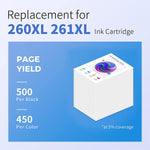 Ink Cartridge Replacement For Canon 260Xl 261Xl Pg 260 Xl Cl 261 Xl 260 Xl 261 Xl Ink For Pixma Ts5320 Ts6420 Tr7020 Printer Black Tri Color 2 Pack