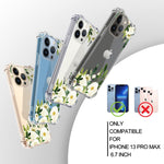 Hepix White Flower Case Compatible With Iphone 13 Pro Max Case Clear Floral Iphone 13 Pro Max Case For Women Girl Shockproof Protective Tpu 13 Pro Max Cover For Iphone 13 Pro Max 6 7 2021 Green Leaf