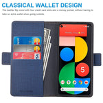 Kezihome Google Pixel 5 Case Pu Leather Pixel 5 Wallet Case Flip Magnetic Cover Rfid Blocking With Card Slot Stand Phone Case Compatible With Google Pixel 5 Navy Blue Brown