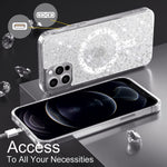 Magnetic Case Designed For Iphone 13 Pro Max Clear Glitter Compatible With Magsafe Charger Phone Case For Women Girls Full Body Shockproof Protective Case Cover For Iphone 13 Pro Max 6 7 Inch