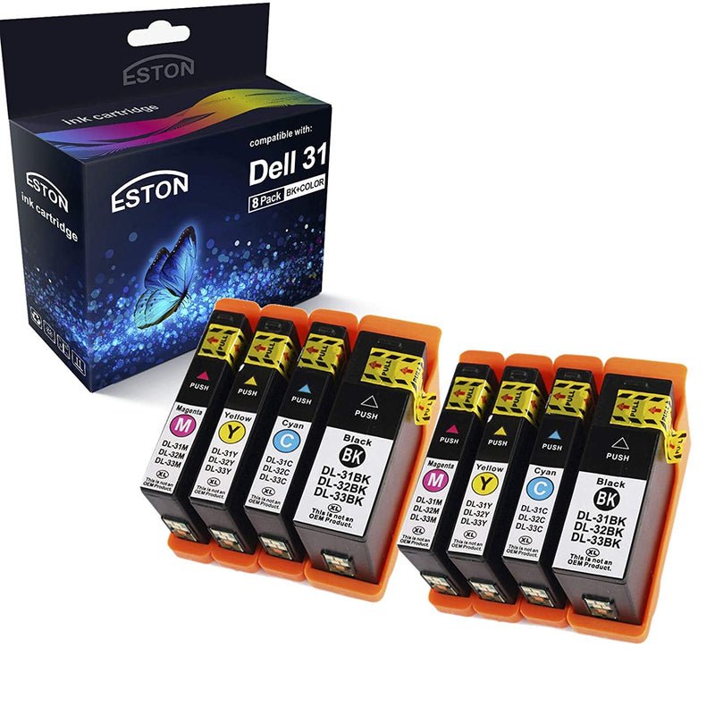10 Pack For Dell Series 31 Black And Series 31 Color Compatible Ink Cartridges For Dell V525W V725W All In One Wireless Inkjet Printer