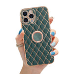 Kanghar For Iphone 13 Pro Max Case With Ring Holder Stand Luxury Glitter Plating Gold Edge 360 Rotation Kickstand Phone Case For Women Shockproof Soft Flexible Tpu Protective Cover Case Green