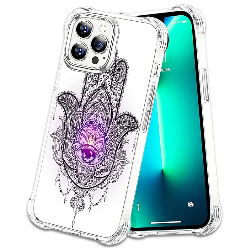 Evil Eye Case For Iphone 13 Pro Max Case With Glass Screen Protector Heavy Duty Protective Phone Case Military Grade Full Body Protection Shockproof Dustproof Drop Proof Rugged Coverpurple White