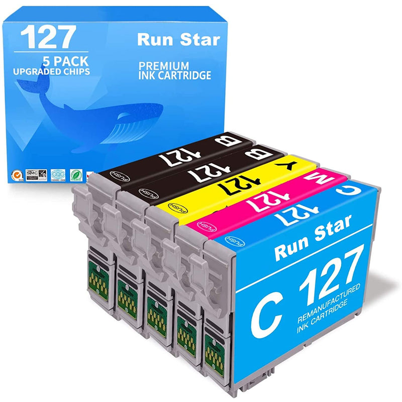 5 Pack T127 Ink Cartridge Replacement For Epson 127 Use For Wf 3520 Wf 3540 Wf 7010 Wf 7510 60 840 545 Printer 2 Black 1 Cyan 1 Magenta 1 Yellow