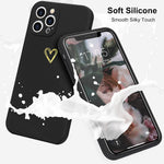 Wirvyuer Compatible With Iphone 13 Pro Max Case Cute Gold Love Heart Pattern Soft Tpu Liquid Silicone Case For Women Girls Slim Protective Shockproof Cover For Iphone 13 Pro Max Phone Case Black