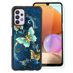 Compatible With Samsung Galaxy A32 Case Built In Screen Protector Anti Slip Shockproof Protective Case For Samsung Galaxy A32 Blue Butterfly