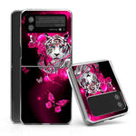 Galaxy Z Flip 3 5G Case Bcov White Tiger Butterfly Anti Scratch Solid Hard Case Protective Shookproof Phone Cover For Samsung Galaxy Z Flip 3 5G