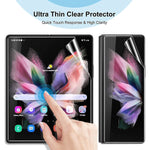 Screen Protector For Samsung Galaxy Z Fold 3 5G Flexible Tpu Screen Protector 2 Pack Front With 2 Pack Inside Fingerprint Unlock Case Friendly Bubble Free Anti Scratch