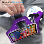 Jemache Running Armband For Iphone 13 12 11 Xr Xs 13 Pro Samsung Galaxy S22 S21 S20 S10 S9 Gym Workouts Arm Band With Airpods Holder Purple