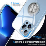 Clear Case Designed For Iphone 13 Pro Max Case With Ring Stand Transparent Crystal Tpu Screen Camera Protection Shockproof Protective Cover For Iphone13Promax Support Magnetic Car Mount 6 7 Inches