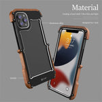 Kowauri Case For Iphone 13 Pro Max Drop Protection Aluminum Metal Wood Bumper Frame Cover Shockproof Dropproof Protective Case For Iphone 13 Pro Max 6 7 Inch 2021 Iphone 13 Pro Max 6 7