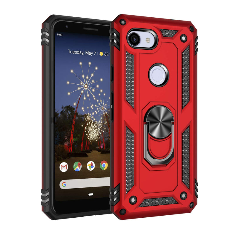 Korecase For Google Pixel 3A Case Screen Camera Protection Built In Ring Kickstand Red